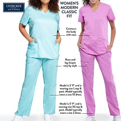 Cherokee Women Scrubs Top Workwear Revolution Snap Front V-Neck WW622 - Image 3