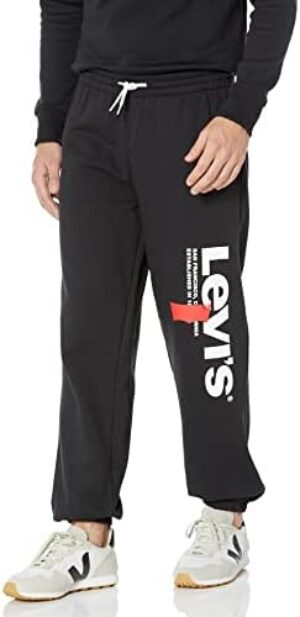 Levi’s Men’s Seasonal Sweatpants, Vertical Pant Caviar Graphic, X-Large