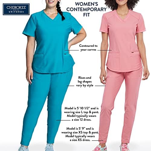 V-Neck Womens Scrubs Top Workwear Originals with Rib-Knit Back Panels WW645 - Image 3