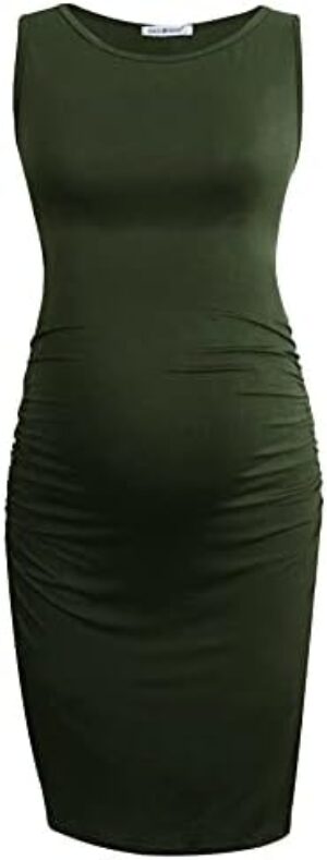Smallshow Women’s Sleeveless Maternity Dress Ruched Pregnancy Clothes