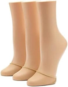 HUE Women’s Sheer Toe Cover Liner, 3 Pair Pack, Pale Beige, One Size