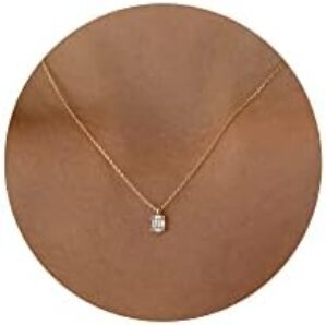 Tewiky Diamond Pendant Necklace for Women, Dainty Gold Layered Necklaces 14k Gold Plated Stacked Cuban Paperclip Chain Choker Necklaces Aesthetic Simple Gold Necklace Jewelry Gifts for Women Girls