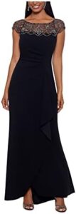 Xscape Long Scuba Crepe with Bead Top
