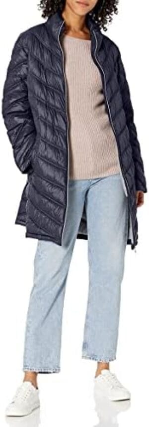 Calvin Klein Women’s Chevron Quilted Packable Down Jacket (Standard and Plus)