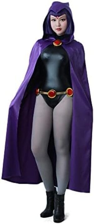 miccostumes Women’s Full Set Purple Cloak Black Bodysuit Cosplay Costume