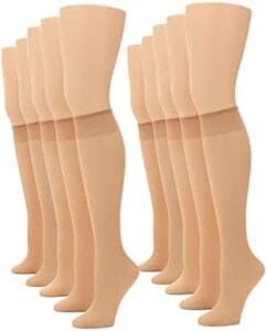 No nonsense Women’s Sheer Knee High Value Pack with Comfort Top