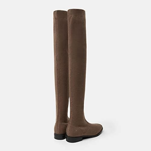 VIVAIA Happer Women's Fashion Square Toe Over Knee Boots Above the Knee High 55cm/21.65" Shaft Height Booties Wool-woven Fabric Warm Shoes Dress Jeans Thick Socks Skirt Winter Fall Boots Best for 5-20℃(41-68°F) - Image 3