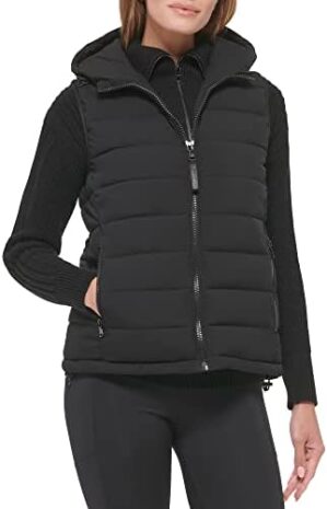 Calvin Klein Women’s Hooded Casual Stretch Fabric Quilted Vest