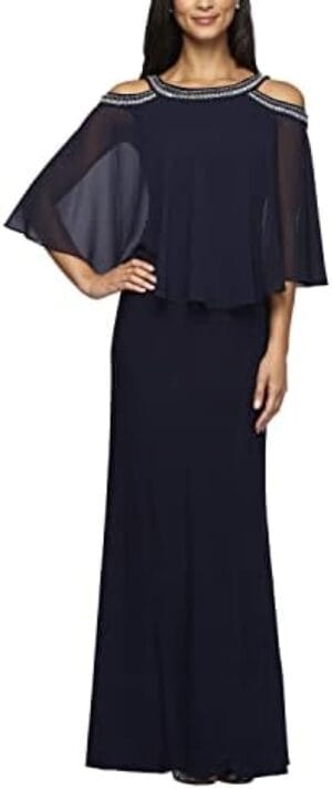 Alex Evenings Women’s Cold Shoulder Popover Dress