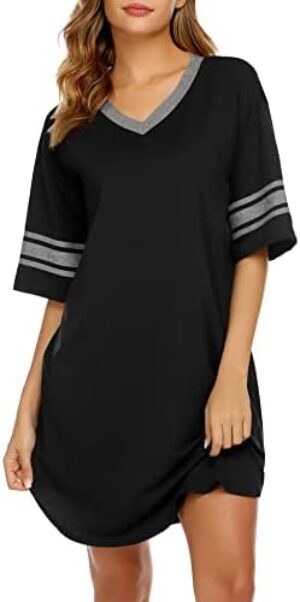 Ekouaer Women’s Short Sleeve V Neck Sleepshirts