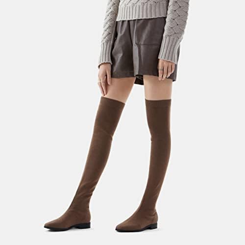 VIVAIA Happer Women's Fashion Square Toe Over Knee Boots Above the Knee High 55cm/21.65" Shaft Height Booties Wool-woven Fabric Warm Shoes Dress Jeans Thick Socks Skirt Winter Fall Boots Best for 5-20℃(41-68°F) - Image 6