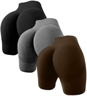 OQQ Women’s 3 Piece Butt Lifting Yoga Shorts Workout High Waist Tummy Control Ruched Booty Pants