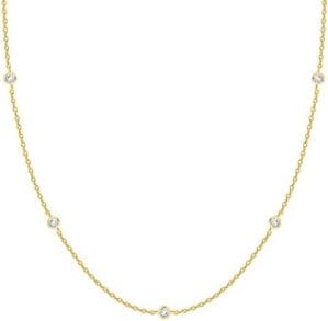 PAVOI 14K Gold Plated Station Necklace | Simulated Diamond BTY Necklace | Womens CZ Chain Necklace | Layering Necklaces