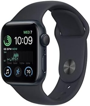 Apple Watch SE (2nd Gen) [GPS 40mm] Smart Watch w/Midnight Aluminum Case & Midnight Sport Band – M/L. Fitness & Sleep Tracker, Crash Detection, Heart Rate Monitor, Retina Display, Water Resistant