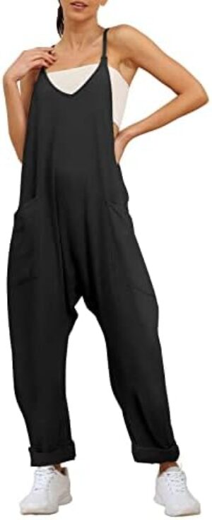 Trendy Queen Womens Jumpsuits Casual Summer Onesie Rompers Sleeveless Loose Baggy Overalls Jumpers with Pockets 2023 Clothes