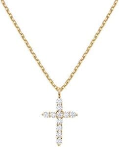 PAVOI Women’s Gold Plated Cross Necklace with Cross Pendant – Elegant Gold Necklaces for Women