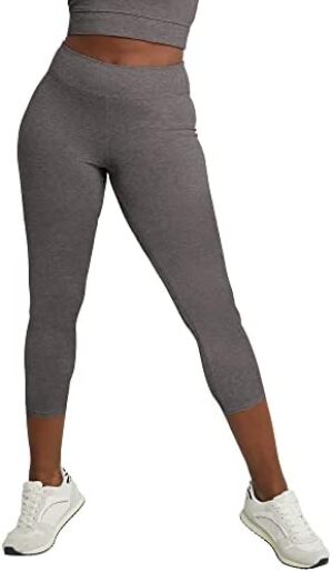 Hanes Women’s Capri Leggings, Stretch Cotton-Spandex Leggings, High Waist Women’s Sports Leggings, 22″