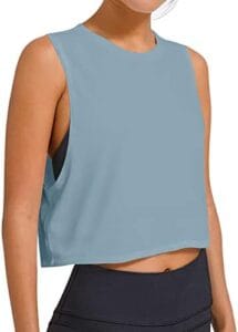 LASLULU Crop Tops Workout Tops Loose Sleeveless Cropped Muscle Tank Open Back Shirts Gym Exercise Clothes for Women