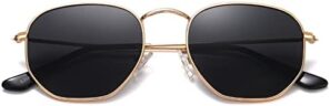 MEETSUN Polarized Hexagon Sunglasses for Women Men Polygon Square Sun Glasses UV400 Protection Metal Frame