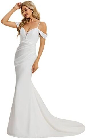Ever-Pretty Women’s Cold Shoulder V Back Mermaid Long Summer Wedding Dresses 01708