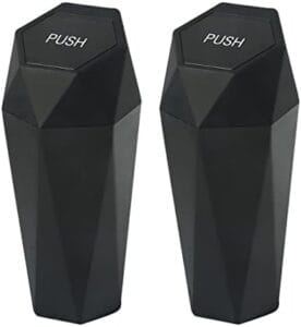 YAKEFLY Mini Car Trash Can,Mini Trashcan with Lid,Portable Leakproof Vehicle Trash Bin,Diamond Design Car Dustbin Car Dustbin Organizer for Cup Holder,Mini Garbage Bin for Car (2 PCS)