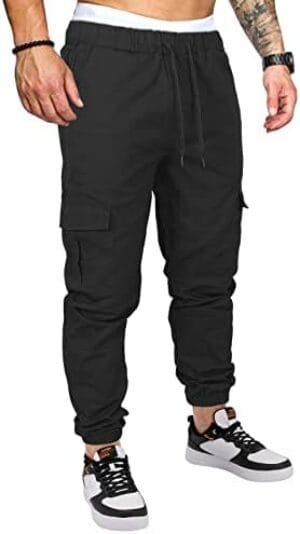OUTSON Mens Fashion Joggers Sports Pants Casual Cotton Cargo Pants Gym Sweatpants Trousers Mens Long Pant