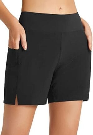BALEAF Women’s 5″ Quick Dry High Waisted Swim Board Shorts UPF 50+ Swimsuit Bottom Trunks with Liner
