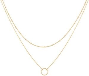 MEVECCO Layered Heart Necklace Pendant Handmade 18k Gold Plated Dainty Gold Choker Arrow Bar Layering Long Necklace for Women