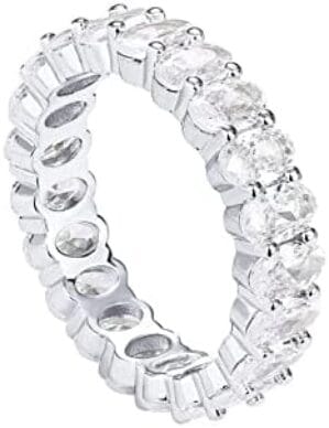 PAVOI 14K Gold Plated Rings Oval Cubic Zirconia Love Ring | Eternity Ring | 5mm Stackable Rings for Women | Gold Rings for Women