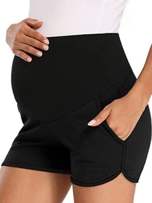fitglam Women’s Maternity Shorts Over Belly Pregnancy Lounge Workout Running Pajama Sleep Shorts with Pockets
