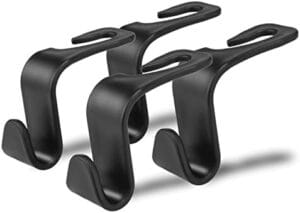 LivTee Car Seat Headrest Hook, Auto Seat Hook Hangers Storage Organizer Interior Accessories for Purse Coats Umbrellas Grocery Bags Handbag, 4-Pack