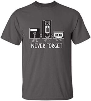 Never Forget Cassette Tape VHS Gamer Old School Mens Very Funny T Shirt