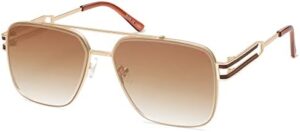 SOJOS Retro Square Metal Frame Sunglasses for Women Men, Vintage Double Bridge Flat Lens Women Mens Sun Glasses SJ1180