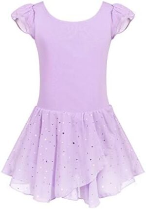 Arshiner Girls Ruffle Sleeve Ballet Dance Dress Tutu Skirted Leotard