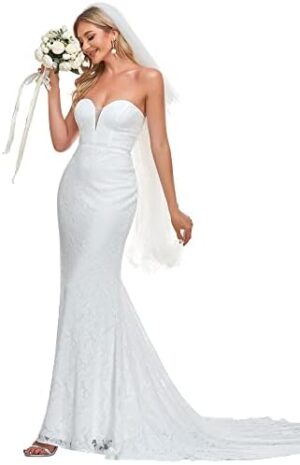 Ever-Pretty Women’s Off-Shoulder Sweep Train Sweetheart Wedding Dresses for Bride 0118B