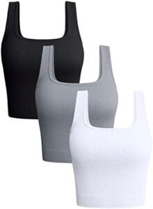 Stylish and Comfortable! Seamless Ribbed Tank Tops Set for Women’s Workout, Exercise, and Yoga