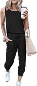 PRETTYGARDEN Women’s Two Piece Outfit Sleeveless Crewneck Tops with Sweatpants Active Tracksuit Lounge Wear