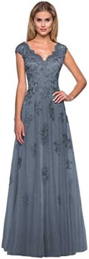 Clothfun Cap Sleeve Mother of The Bride Dresses Evening Gowns for Women Long Fomal Dresses with Pockets