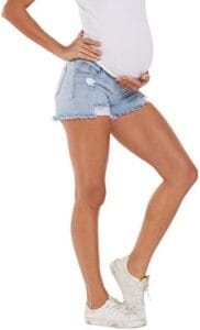 Foucome Women’s Maternity Ripped Jean Shorts Summer Distressed Denim Shorts