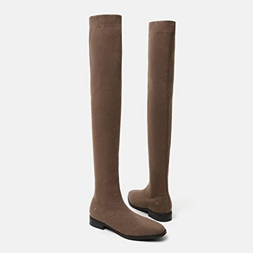 VIVAIA Happer Women's Fashion Square Toe Over Knee Boots Above the Knee High 55cm/21.65" Shaft Height Booties Wool-woven Fabric Warm Shoes Dress Jeans Thick Socks Skirt Winter Fall Boots Best for 5-20℃(41-68°F) - Image 4