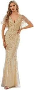 Ever-Pretty Women’s V-Neck Sparkly Embroidery Mermaid Evening Party Dress 0692