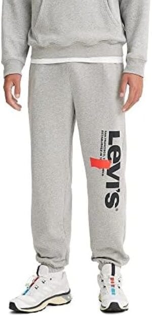 Levi’s Men’s Seasonal Sweatpants, (New) Vertical Pant Mhg Graphic, X-Large Grey