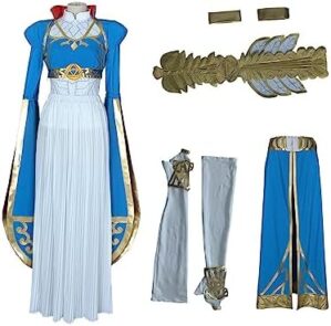 miccostumes Women’s Princess Cosplay Costume Blue Outfit Wedding Dress with Accessories