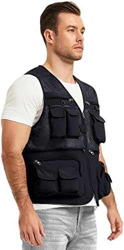 Flygo Mens Summer Outdoor Work Safari Fishing Travel Photo Vest with Pockets - Image 3