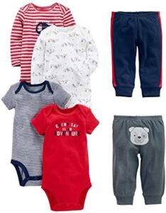 Simple Joys by Carter’s Baby Boys’ 6-Piece Bodysuits (Short and Long Sleeve) and Pants Set