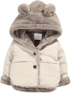 Toddler Fleece Jacket, Warm Cotton Baby Winter Coats, Kids Hooded Outerwear for Boys Girls …