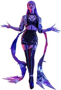 Miccostumes Women’s Game Cosplay Costume Leather Outfit with Bracelet and Ankle Ring