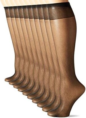 L’eggs womens Everyday Women’s Nylon Knee Highs Reinforced Toe – Multiple Packs Available
