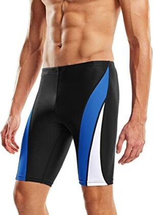 TSLA Men’s Swim Jammers, Athletic Racing Swimming Shorts Trunks, UPF 50+ Sun Protection Endurance Triathlon Swimsuit