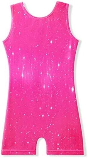 Leotards for Girls Gymnastics with Shorts Butterfly Unicorn Mermaid Dance Unitards Biketards Hotpink Black